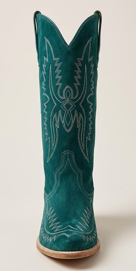 Clover - Teal Green Suede Boots - Ranch Runway