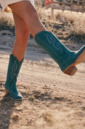 Clover - Teal Green Suede Boots - Ranch Runway