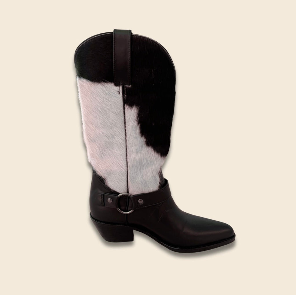 Hide & Seek - Black Cowhide Boots - Ranch Runway