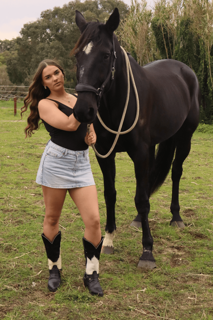 Hide & Seek - Black Cowhide Boots - Ranch Runway