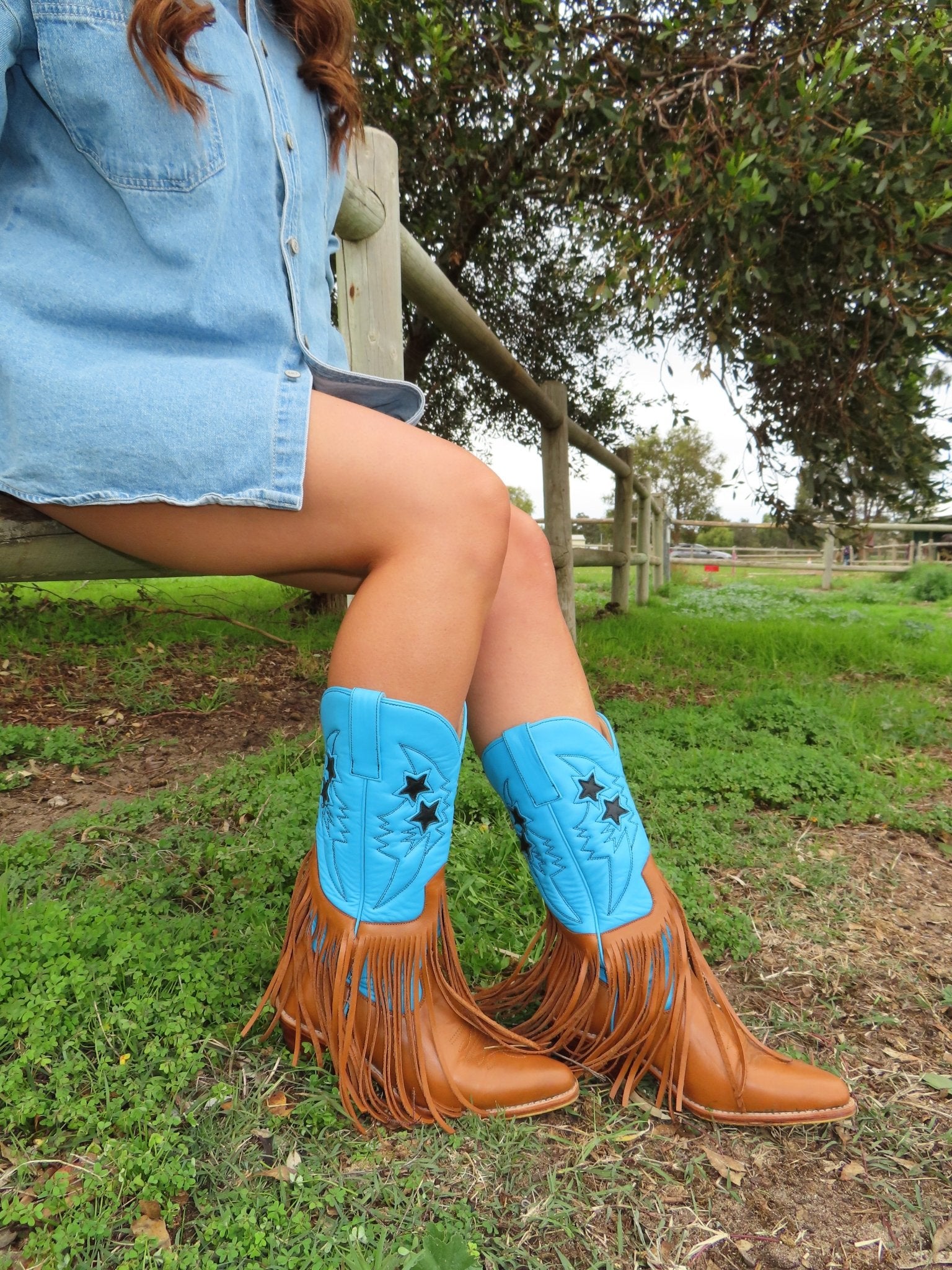 Midnight Rodeo - Blue & Tan Tassle Boot - Ranch Runway